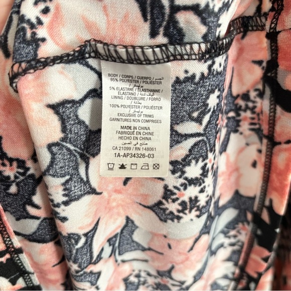 Black Flutter Sleeve A-Line Dress Pink Grey Floral & Deep V-Neck - Picture 16 of 16